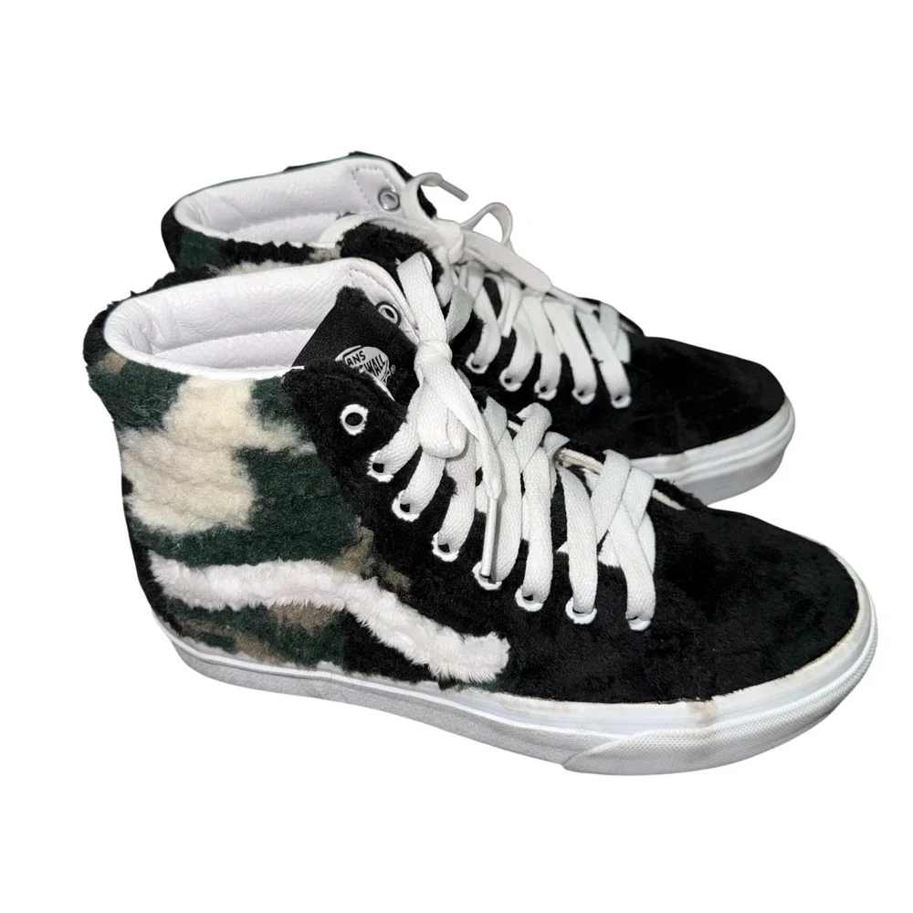 Vans Sk8-Hi Sherpa Camo Fuzzy High Top  Unisex W 5.5 / M 4.0 s Skater - Picture 3 of 6